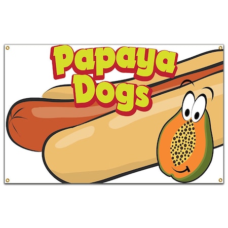 Signmission Papaya Dogs Banner Concession Stand Food Truck Single Sided B-96 Papaya Dogs19